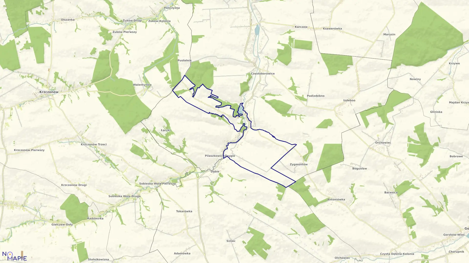 Mapa obrębu Bazar w gminie rybczewice